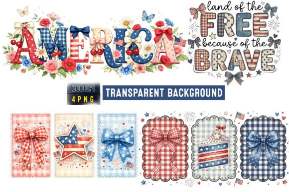 America Patriotic PNG Bundle 4th July: Essential Design Assets