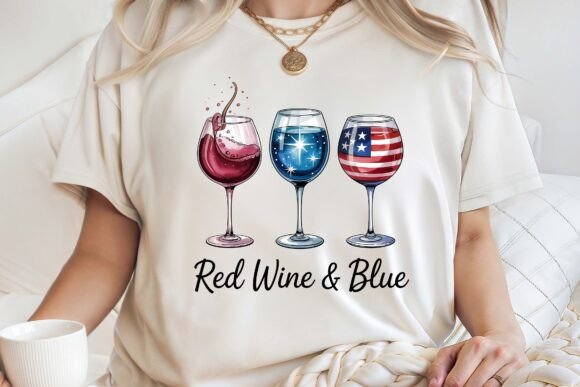 Celebrate Independence Day with Red Wine & Blue PNG Designs