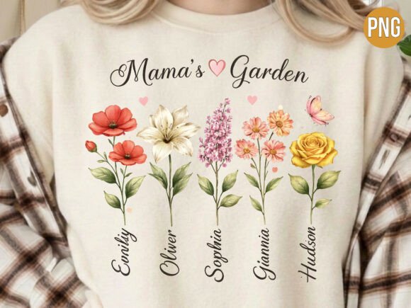 Mama's Garden Birth Flower PNG T-shirt: A Design Deep Dive