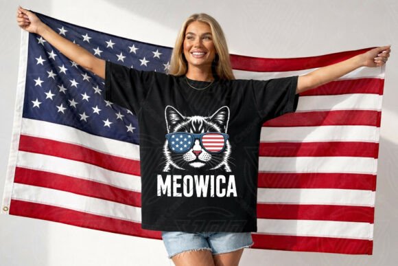 Meowica Funny Cat USA 250th Freedom PNG: A Patriotic Design Asset