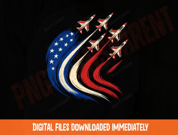 Soar with Patriotic USA Flag Fighter Jets PNG for 4th of July Designs