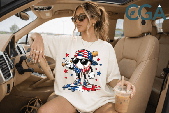 Swing for the Fences: Patriotic Baseball Bleach Drip PNG Designs